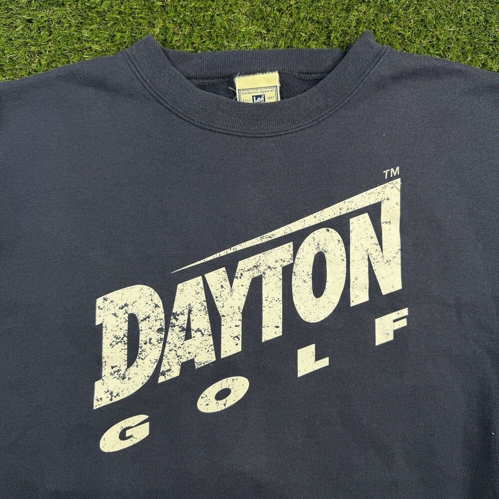 Vintage Dayton Flyers Golf Sweatshirt Mens XXL Blue Lee Heavyweight Spell Out